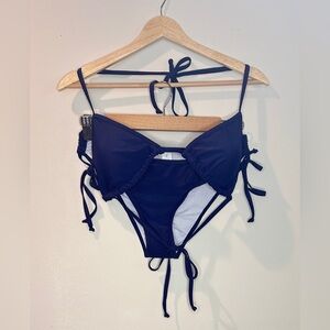 New Navy Blue String Bikini Set, Small
